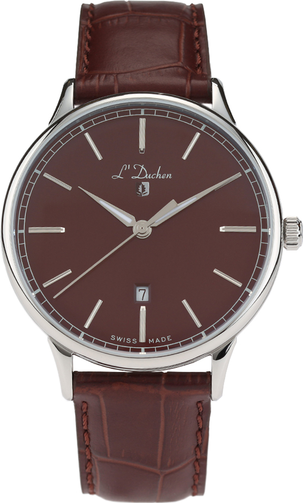 Мужские часы L`Duchen Vintage D 821.12.38, механизм кварцевый, циферблат коричневый, браслет кожа — Изображение 1